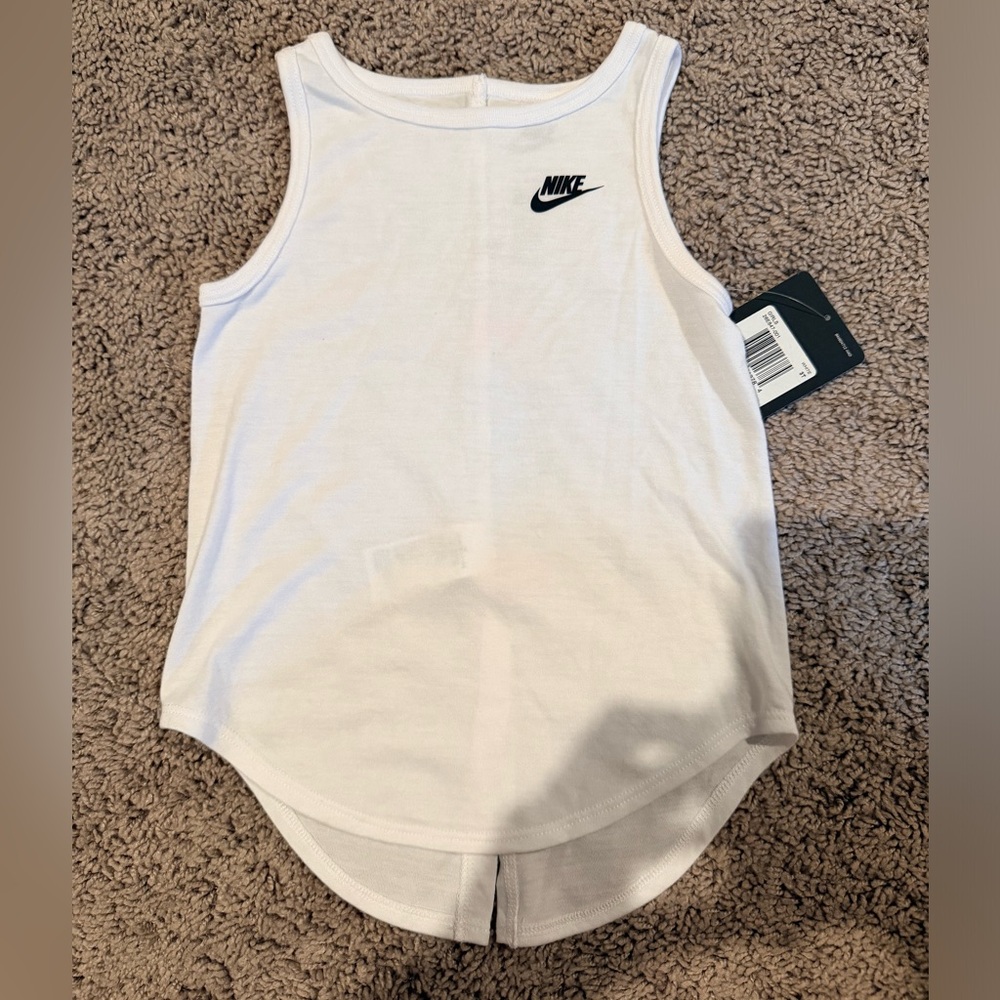 Nike White Tank with Black Swoosh Logo
